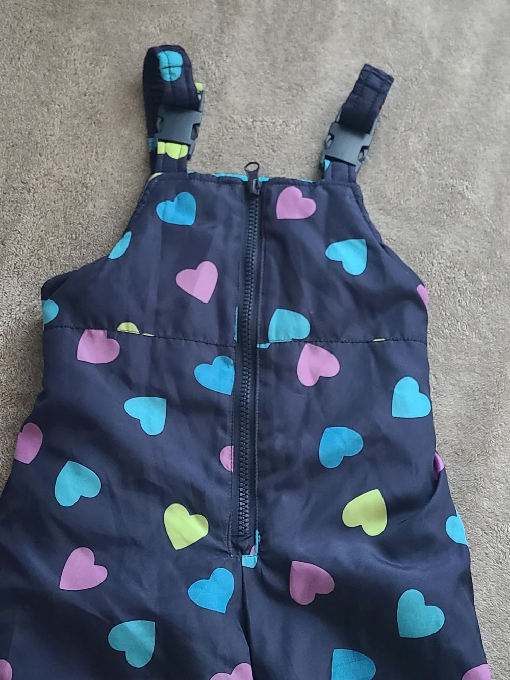 OshKosh B'gosh Navy Heart-Print Snow Overalls Size 4